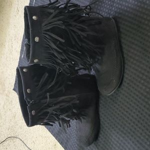 Mudd, black , fringe, zippered, boots, size 2M